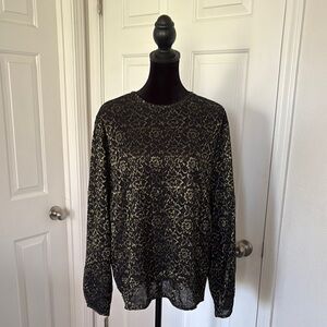 Jones New York Vintage Black and Gold Shimmer Blouse